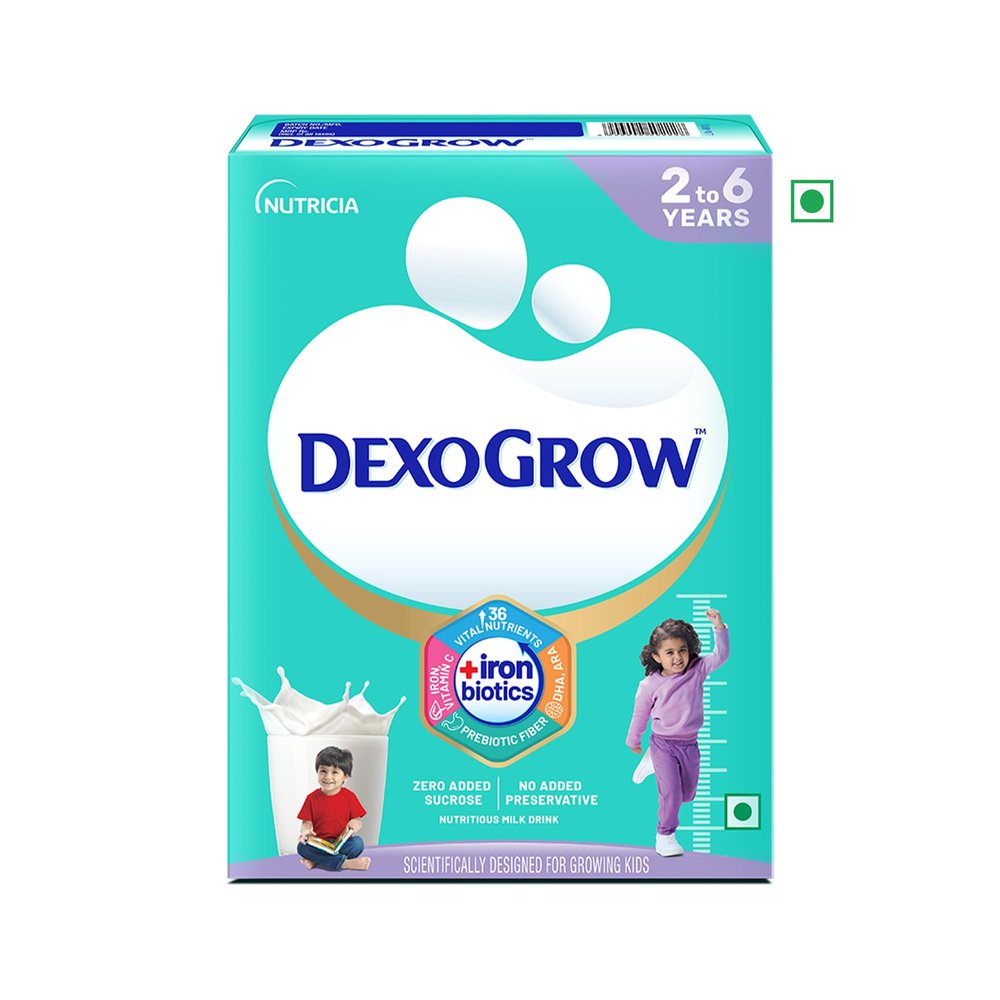 DexoGrow Nutritious Milk Drink for 2-6 year Old Kids with IRON BIOTICS, Zero Added Sucrose - 400g BIB
