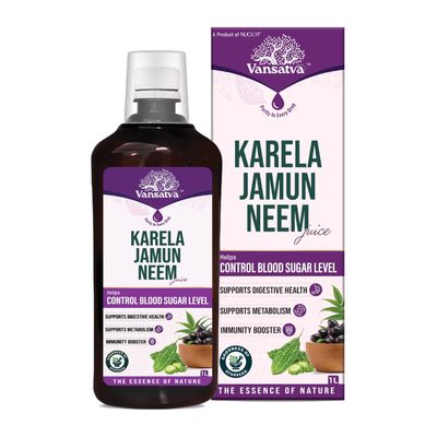 Vansatva Ayurvedic Kareal Neem Jamun Diabetes Care Juice 1 Ltr | Control Blood Suger Levels | Support Digestive Health & Metabolism and Boost Immunity