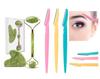 (3-RAZOR-Z-STON)(Trending 2025) Face Ston Jade Roler Massager With Gua Sha Ston With 3 Eye Razor Set Facial Roler Natural Ston Jade Roller For Skin Eye Neck Body Roler Women Men Beauty Reusable Combo view 1