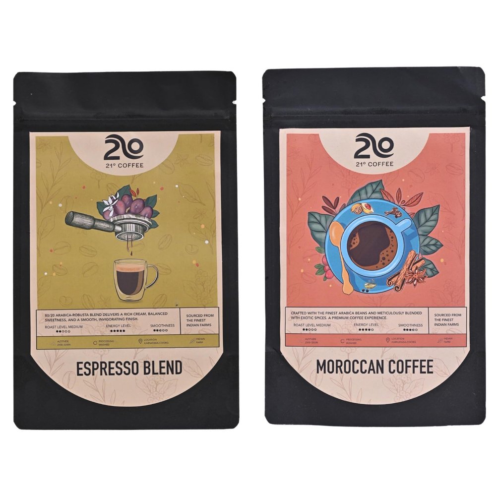 21 Degree Coffee Espresso + Moroccan Coffee | 100gm each