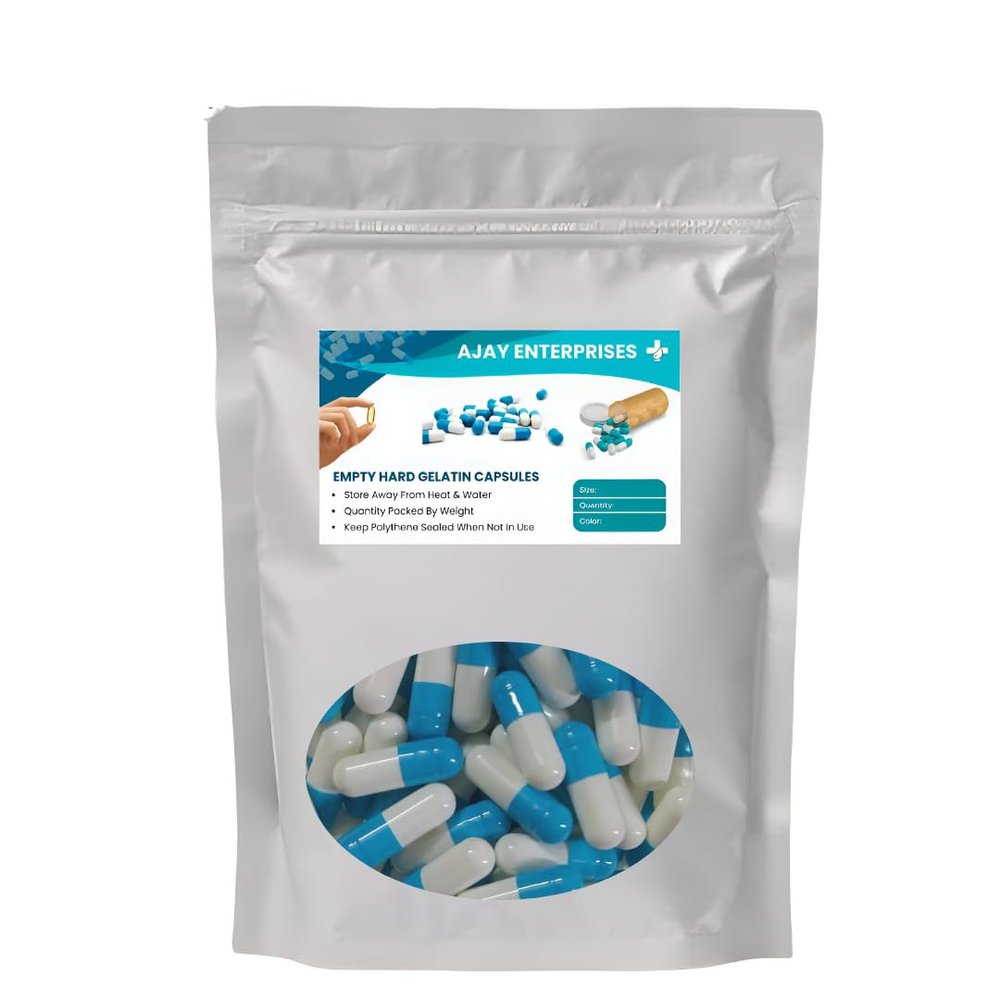 AJAY ENTERPRISES Empty Gelatin Capsules SIZE 0 (500 MG) (Pack of 5000) (SKY BLUE WHITE, SIZE 0 (500 MG))