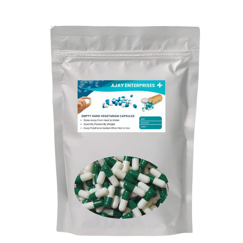 AJAY ENTERPRISES Empty Vegetarian Capsules (Pack of 5000) (White-Green, SIZE 0 (500 MG))