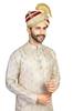 PRIYAKANT SAFAWALA Men's Traditional Wedding Collection Dupion Handcrafted Safa (Pheta/Pagdi/Turban) For Wedding And Engagement Use It [Maroon - Fown, Free - Size, Adjustable System] view 2