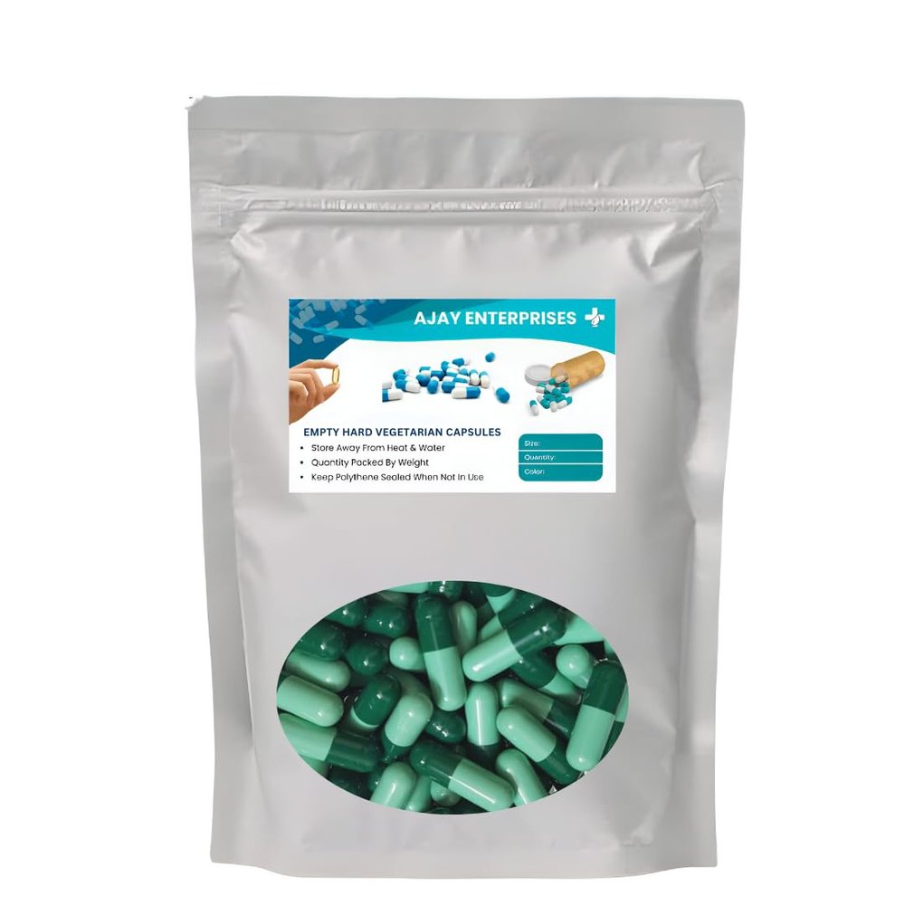 AJAY ENTERPRISES Empty Vegetarian Capsules (Pack of 5000) (Dark Green-Light Green, SIZE 0 (500 MG))