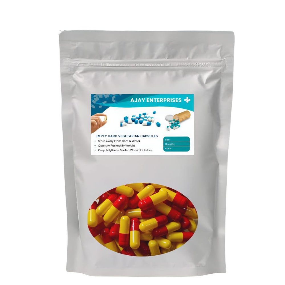 AJAY ENTERPRISES Empty Gelatin Capsules SIZE 0 (500 MG) (Pack of 5000) (RED YELLOW, SIZE 0 (500 MG))