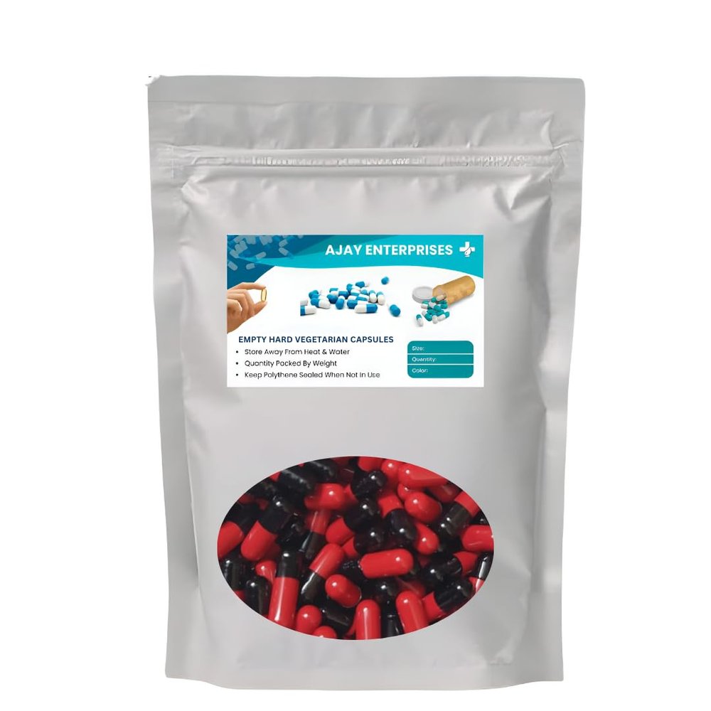 AJAY ENTERPRISES Empty Vegetarian Capsules (Pack of 5000) (Red-Black, SIZE 0 (500 MG))