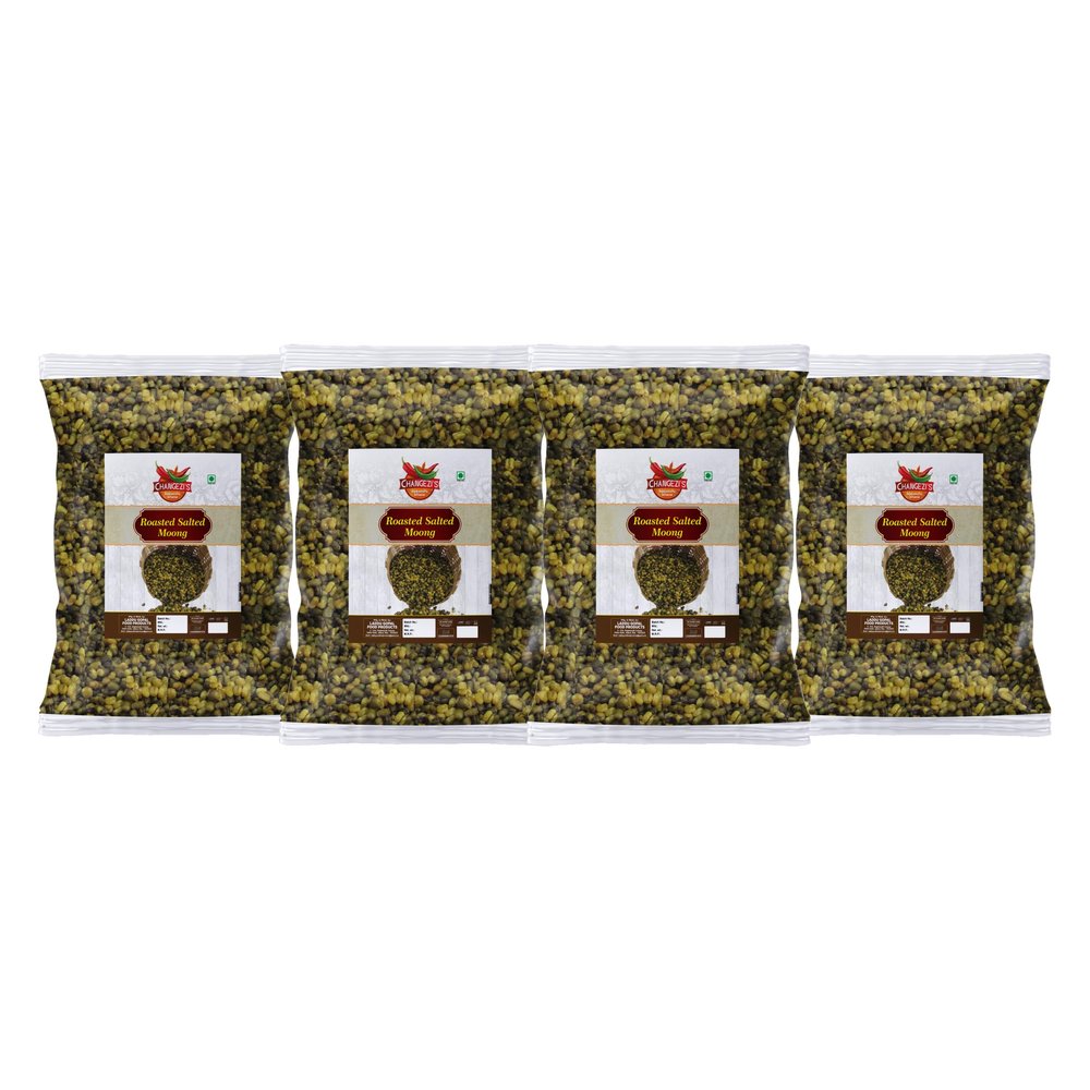 CHANGEZI'S bawarchi khana - Holi Festive Selection green moong - Roasted Green Moong Whole Sprouted Maash Green Bean Munggo Namkeen Snack | Rich in Protein -900g*4Pack With Free Holi water balloons