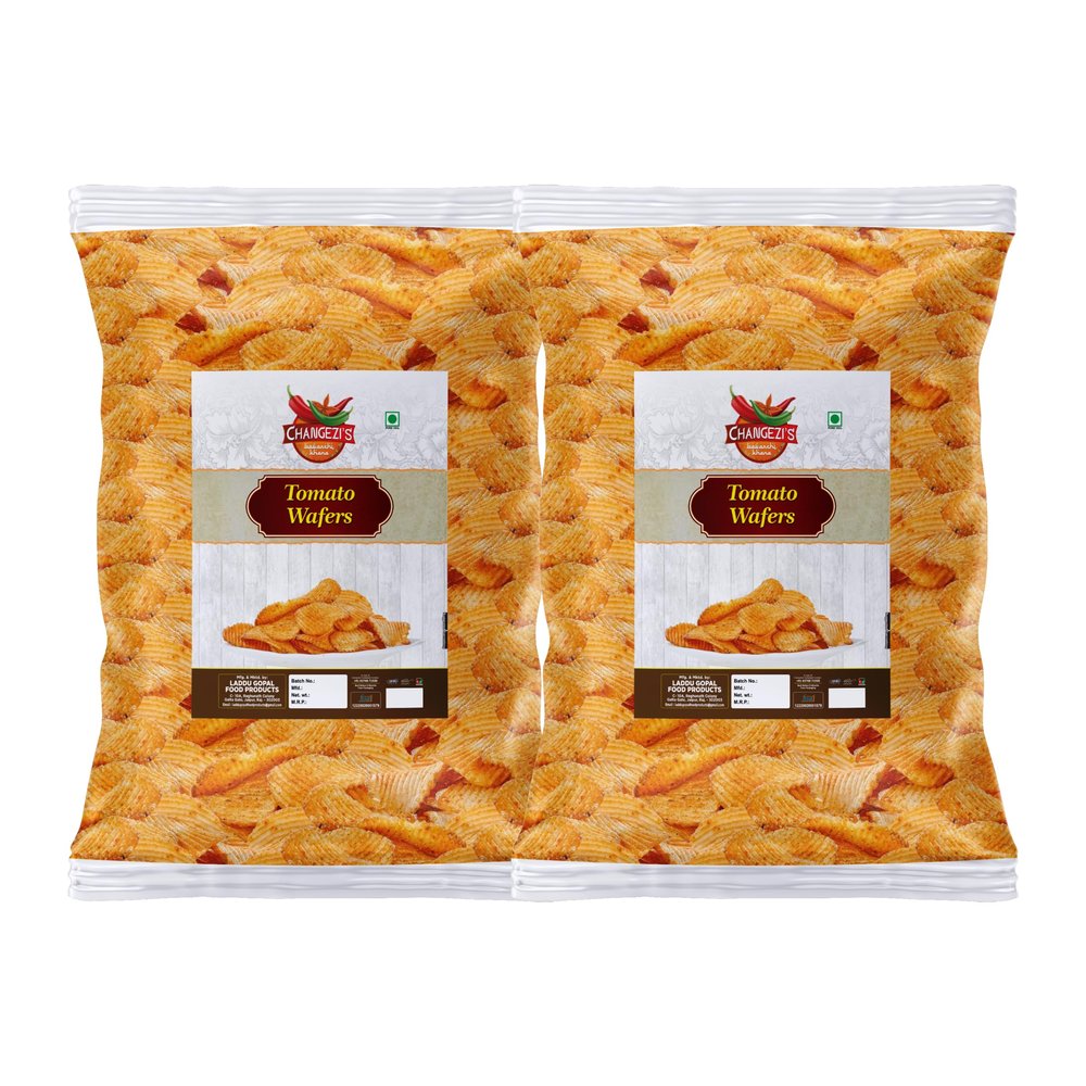 CHANGEZI'S bawarchi khana - Holi Festive Selection potato wafers chips - tomato wafers - wafer - wafers chips - wafer chips Tomato Wafers With Free Holi water balloons-850g*2Pack