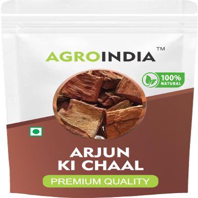 AgroIndia Arjun Ki Chaal, Dried Arjun Tree Bark, Terminalia Arjuna Bark Lowers Bad Cholesterol, 00% Natural & Pure Herbal Arjun Ki Chaal, Raw Dry Premium Arjun Tree Bark (400g)