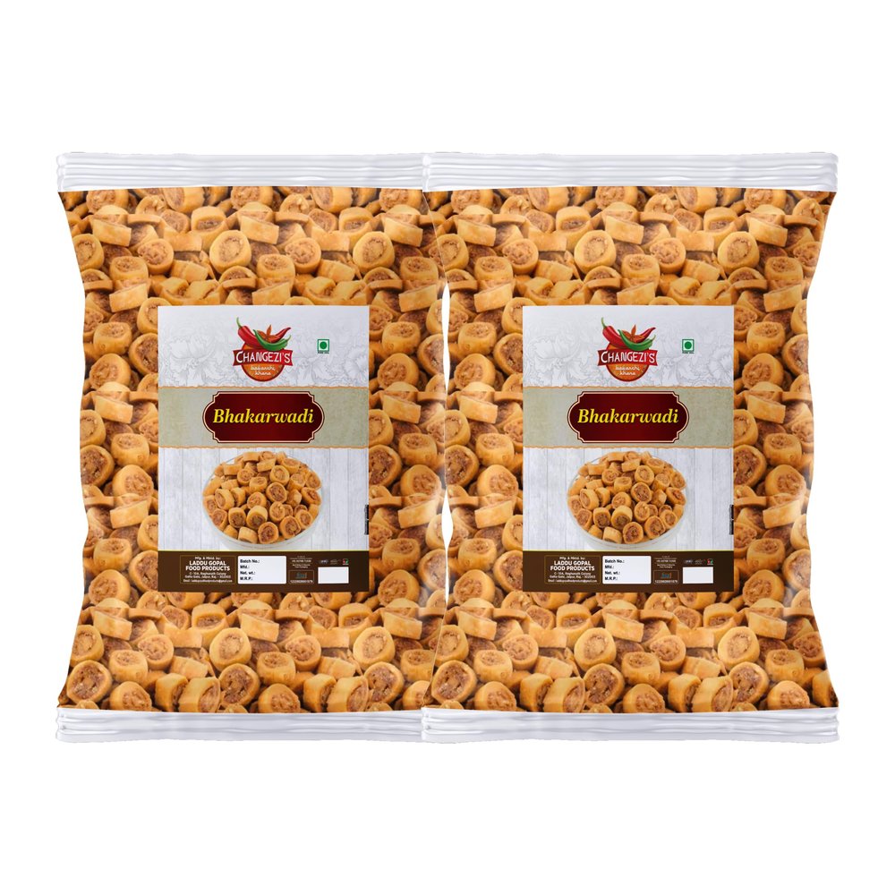 CHANGEZI'S bawarchi khana Holi Festive Selection bhakarwadisnacks - mini bhakarwadi - Marathi Namkeen - Button Bhakarwadi with Free Holi water balloons-350g*2Pack