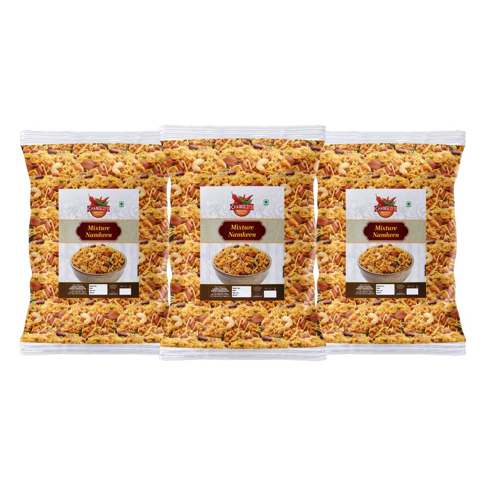 CHANGEZI'S bawarchi khana-Holi Festive Selection mixture namkeen-Culcutta Mixture Namkeen, Homemade & Ready to Eat, Spicy Namkeen, Namkeen & Snacks-900g*3Pack With Free Holi water balloons