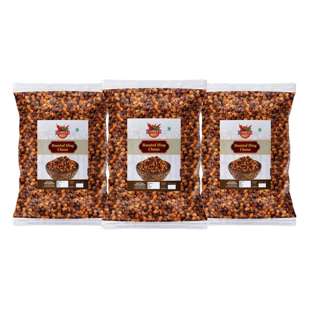CHANGEZI'S bawarchi khana-Holi Festive Selection roasted chana snack-Hing Jeera Roasted Chana Bhuna Chana with Hing & Cumin|Roasted Masala Chana-900g*3Pack With Free Holi water balloons