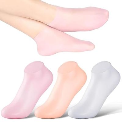 Silicon Heel Socks (1 pair) Heel for Crack Spa Gel Socks for Women and Men, Feet Protector Crack Heel Repair Socks with Moisturizing Natural Oil and Vitamin E Repair Dry Cracked (multicolored) (106)