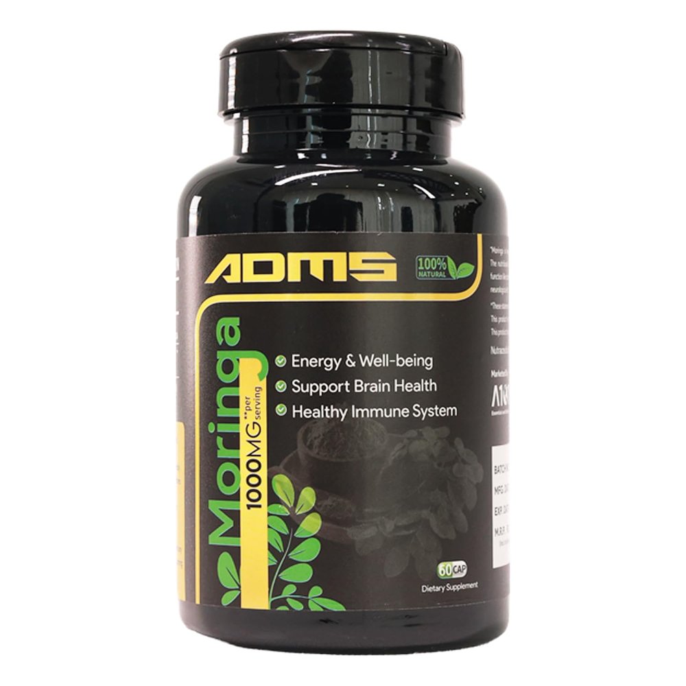 ADMS Organic Moringa Tablets | 1000mg Moringa Leaves Extract for Immunity, Digestion & Energy | 60 Veg Capsules