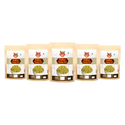 CHANGEZI'S bawarchi khana-Holi Festive Selection Pudina Chana Dal Diet Fried Roasted Nimbu Pudina Chana Dal|Roasted Bengal split Namkeen Snack-1Kg*5Pack With Free Holi water balloons