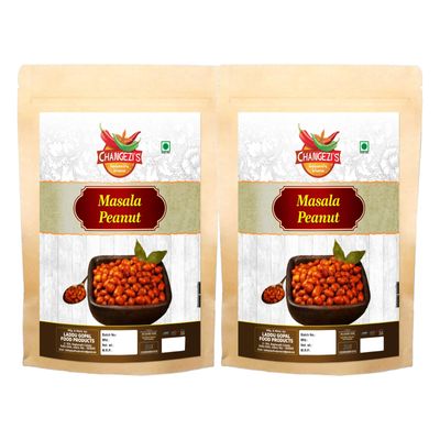 CHANGEZI'S bawarchi khana-Holi Festive Selection peanut namkeen-Coated Mirch Masala Fried Masala Peanuts Crispy & Crunchy|Organics Peanut Masala-420g*2Pack With Free Holi water balloons