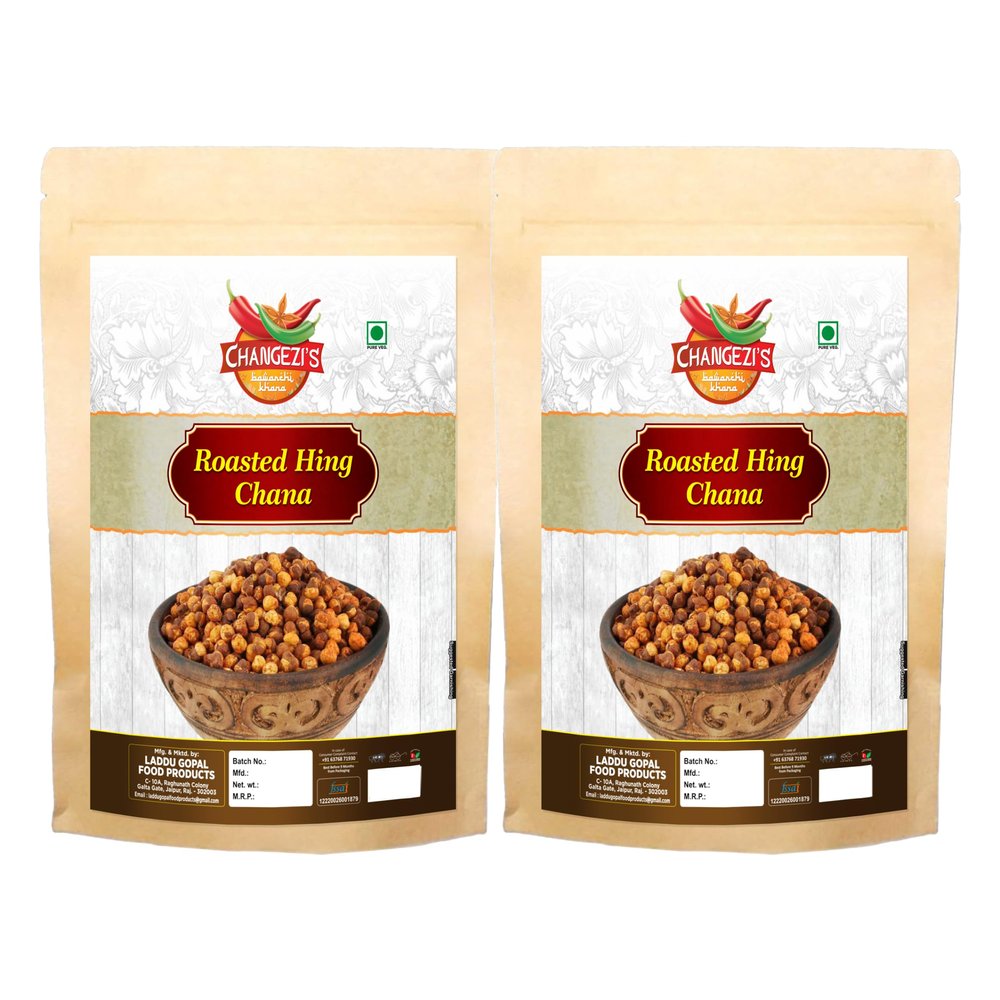 CHANGEZI'S bawarchi khana-Holi Festive Selection roasted hing jeera chana Hing Roasted Chana Bhuna Chana|Roasted Chickpeas-850g*2Pack With Free Holi water balloons