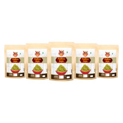 CHANGEZI'S bawarchi khana - Holi Festive Selection bhujiya sav Mint Pudhina Bujiya Bbhujia | Phudino Namkeen Snack Tasty Healthy | Green Aloo Bhujiya Namkeen-900g*5Pack With Free Holi water balloons