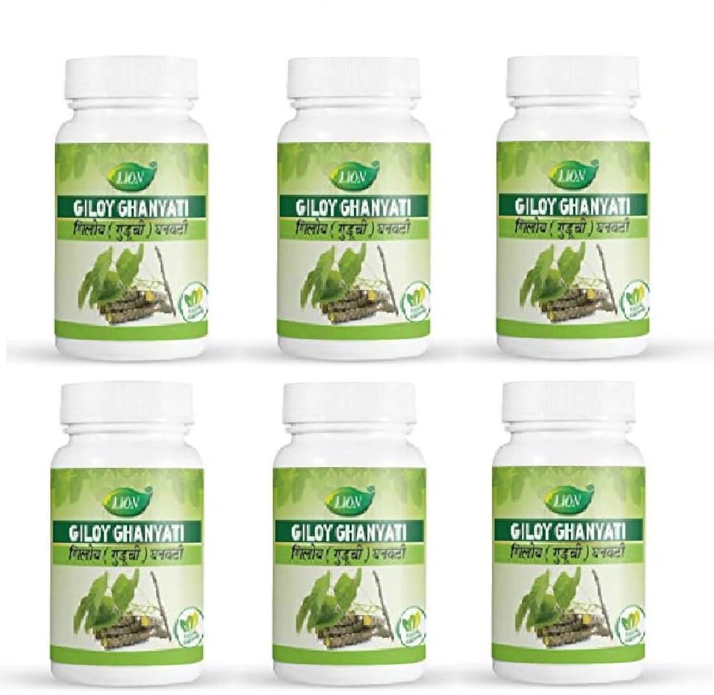 Giloy Ghanvati Tablets  Natural Immunity Booster & Detox Supplement with 100% Pure Tinospora Cordifolia (100 Tablet Pack 6)