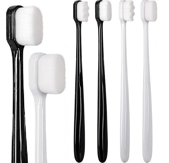 ALIOZ (Pack of 4) Toothbrush for Sensitive Gums, Micro Fur Manual Toothbrush with 20000 Soft Floss Bristle for Men, Women, Elderly, Braces and Gum Recessions, Protect Fragile Gums