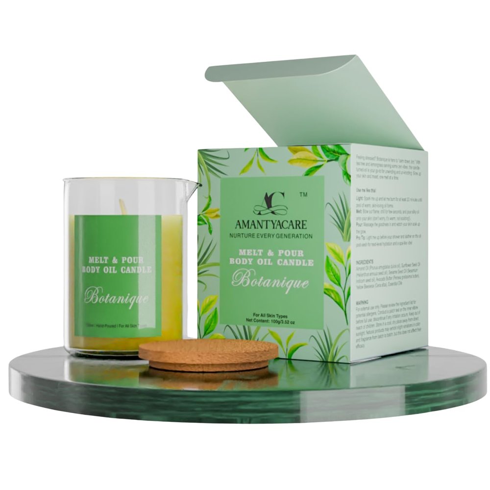 AC AMANTYACARE Melt & Pour Body Oil Candle Botanique | Tea Tree & Lemongrass Essential Oils | Avocado Butter, Almond Oil, Sesame Seed Oil|Size : 100Ml |