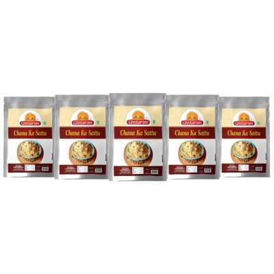 GHOTARAM Organic Roasted Chana Sattu Atta/Roasted Gram Flour Sattu/Fibre Rich Chana Sattu/Cattu Mavu|Cooling summer drink|Low glycemic index/Sattu/Chemical Free, Natural-1200g(pac 5x 240g)