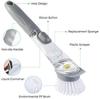 GALV soap Dispensing Dish Brushes Dishwasher Brush with soap Dispenser Long Handled Hydraulic dishwashing Brush Kitchen Tool Cleaning Brushes,Non Stick brushs,Dish Cleaning brushs(Gray)(23.4x5.4 cm) view 4