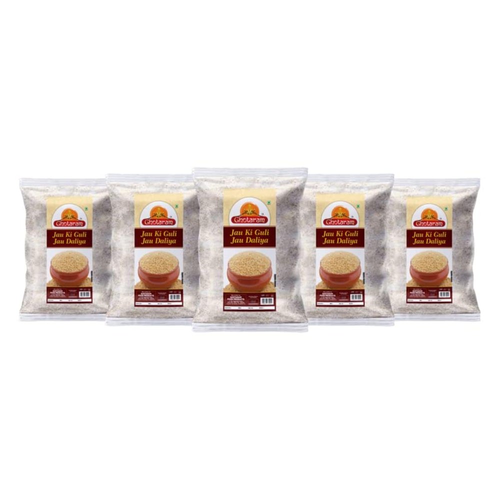 Ghotaram Natural Fresh Barley Porridge Jau Ka Dalia Daliya|Broken Pearl Barley|Jau Daliya|No Additives or Preservatives|100% Natural|Rajasthani Guli Rabdi-4900g(pac 5x 980g)