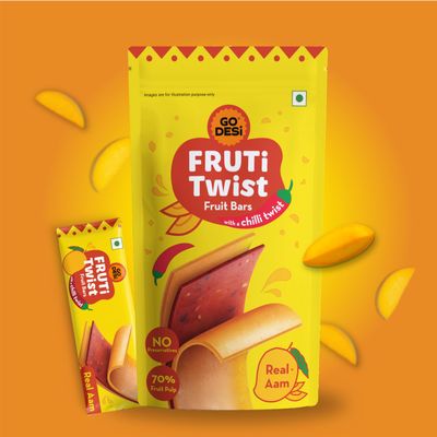 GO DESi Real Aam Fruti Twist Fruit Bars - 3 x Pack of 10 pieces, Aam Papad, Mango Fruit Jelly
