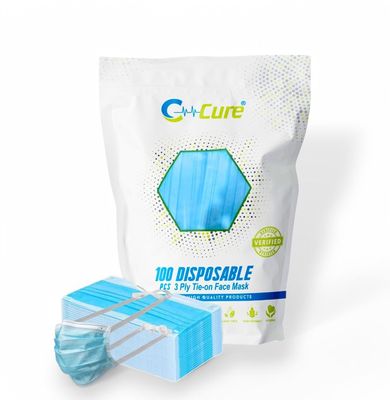C-Cure Tie On Certified 3 Ply Face Mask For Men And Women Non Woven Face Mask For Pollution Protection (Pack Of 200, Blue)