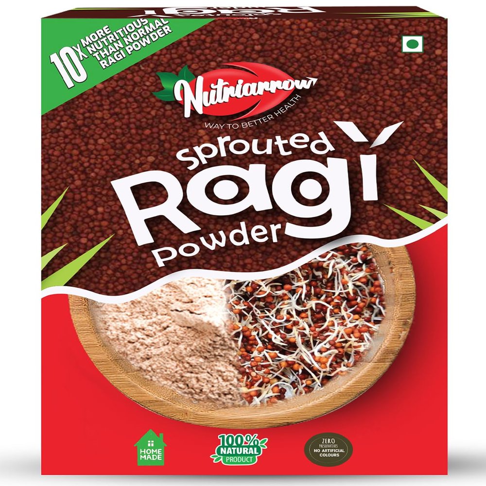 Nutriarrow Sprouted RagiFlour (Finger Millet) 500g | 10X More Nutritious | Rich in Calcium & Iron | Gluten-Free Superfood for Healthy Diet | Nachani Satva | Ragi Malt |Ragi Atta | Nachni Flour | Kelvaragu Maavu| Kezhvaragu | Mandua | Taidalu | Nagli