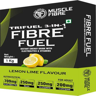 Muscle Fibre TriFuel 3-IN-1 Isotonic Powder | Instant Energy Drink for Workout | Electrolyte Replacements Energy Supplement with added BCAA & L Glutamine - Refreshing Post Workout and Recovery Electrolyte Enhanced Drink - Hydration Powder, Sports Rec