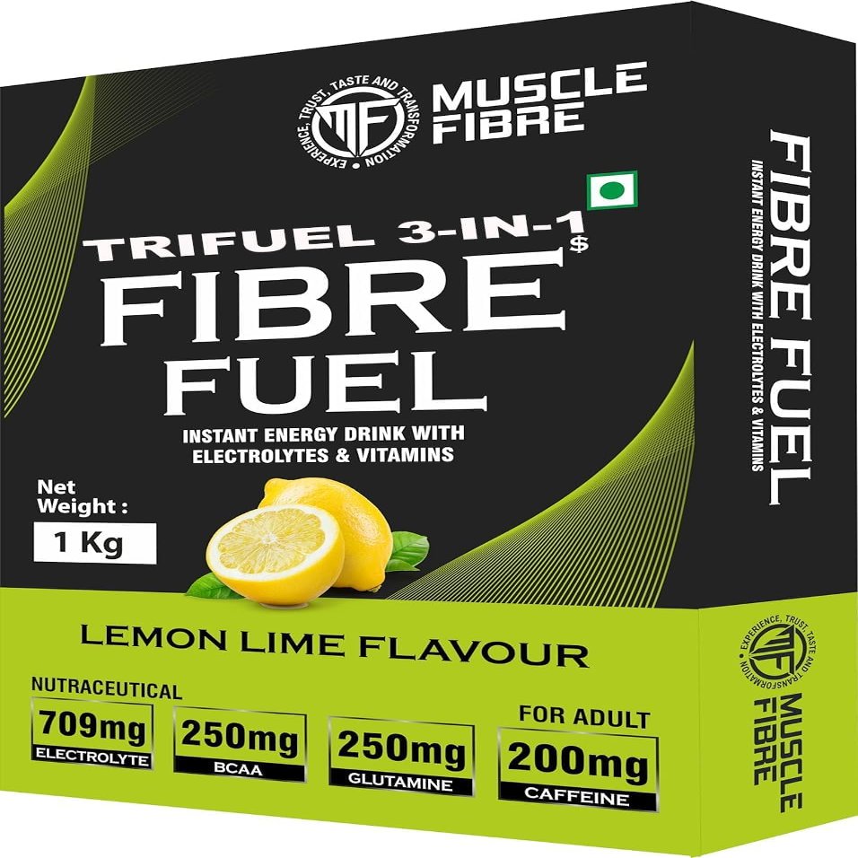 Muscle Fibre TriFuel 3-IN-1 Isotonic Powder | Instant Energy Drink for Workout | Electrolyte Replacements Energy Supplement with added BCAA & L Glutamine - Refreshing Post Workout and Recovery Electrolyte Enhanced Drink - Hydration Powder, Sports Rec