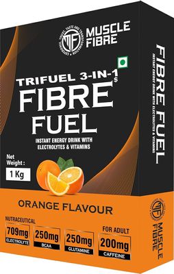 Muscle Fibre TriFuel 3-IN-1 Isotonic Powder | Instant Energy Drink for Workout | Electrolyte Replacements Energy Supplement with added BCAA & L Glutamine - Refreshing Post Workout and Recovery Electrolyte Enhanced Drink - Hydration Powder, Sports Rec
