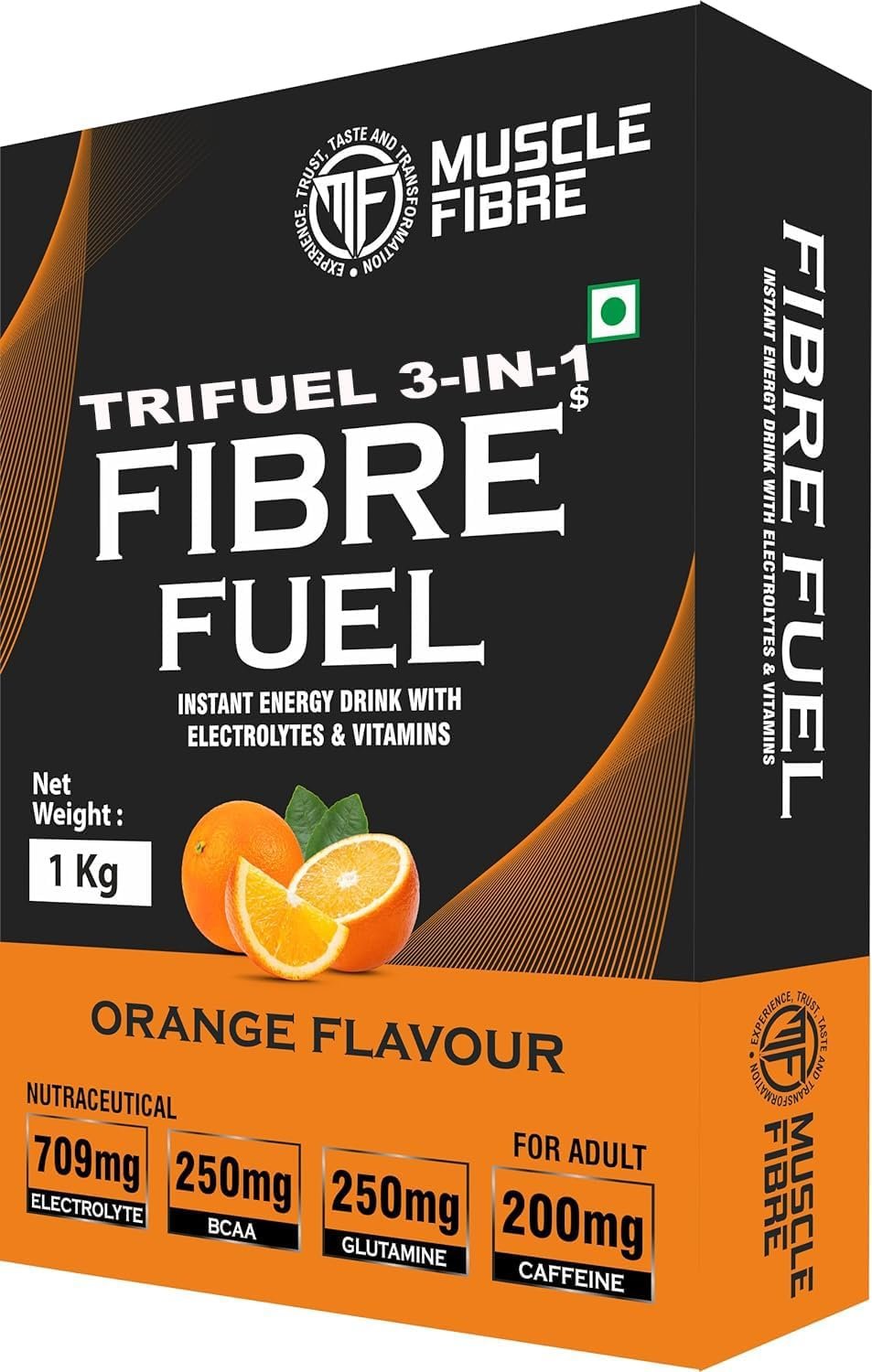 Muscle Fibre TriFuel 3-IN-1 Isotonic Powder | Instant Energy Drink for Workout | Electrolyte Replacements Energy Supplement with added BCAA & L Glutamine - Refreshing Post Workout and Recovery Electrolyte Enhanced Drink - Hydration Powder, Sports Rec