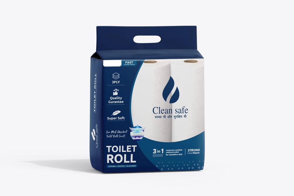 CLEAN SAFE 3 Ply Toilet Paper Roll | 1680 Pulls | 140 Pulls X 12 Rolls | Soft And Highly Absorbent | 100% Natural Virgin Cellulose Fiber