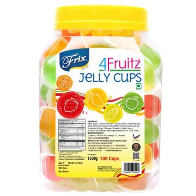 Frix Assorted Jelly Cups in Jar I Jelly Added Mixed Fruit (100 Cups) - 1500g