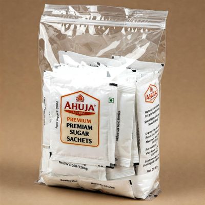 Ahuja Premium Sugar Sachets Pack of 200 | Hygienic, Pre-Measured, Pure & Refined Sugar for Home, Office, Restaurants, Hotels & Travel