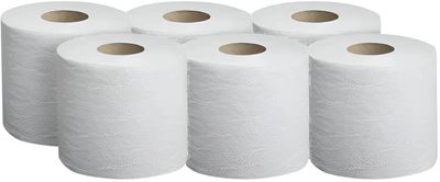 FREAX Toilet Tissue Rolls For 2 PLY Soft & Highly Absorbent 180 Pulls Per Roll 100% Natural Virgin Fibre Roll (Pack of 6, 180 Pulls)