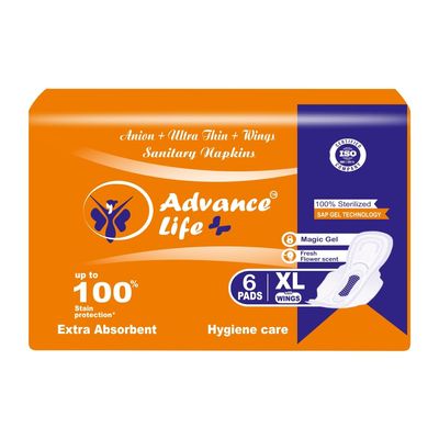 Advance Life XL Sanitary Pads Secure Nights | 280mm | Ultra Thin, Super Absorbent, Leak-Proof, Odor Control, Rash-Free, Extra Soft & Comfortable for Heavy Flow & Overnight Protection (Extra Large, 90, count)
