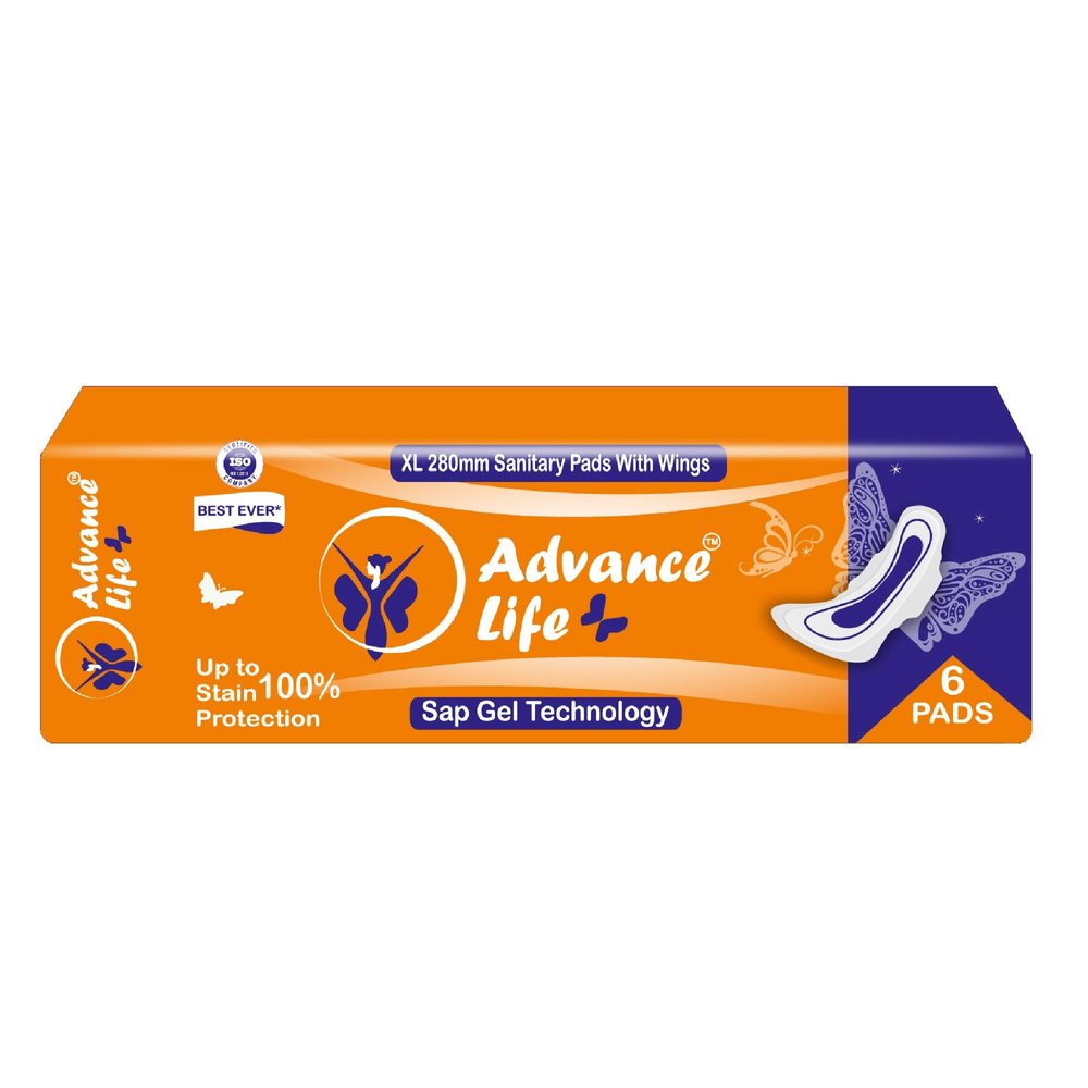 Advance Life XL Sanitary Pads Secure Nights | 280mm | Super Absorbent, Leak-Proof, Odor Control, Rash-Free, Extra Soft & Comfortable for Heavy Flow & Overnight Protection For Girls And Women (Extra Large, 60, count)