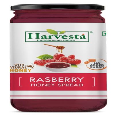 HARVESTA Rasberry Honey Spread Jam - Kids & Adults | 100% Natural Fruit Pulp, No Added Sugar, No Palm Oil, No Preservatives | Promotes Gut Health, Perfect for Toast, Pancakes, or as a Snack - 290g