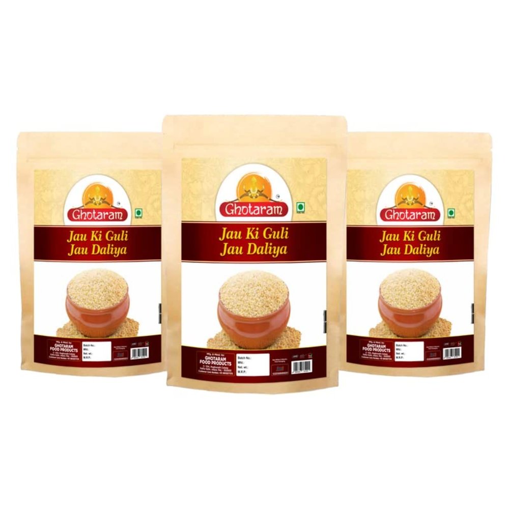Ghotaram Barley Jau Daliya Vegan Cracked Jau Digestive healthy Porridge/Nutritious Joo Jav Daliya | Sprouted Cracked Jau Dalia Energy-boosting Cooling summer Guli Rabdi drink flour-1440g(pac 3x 480g)