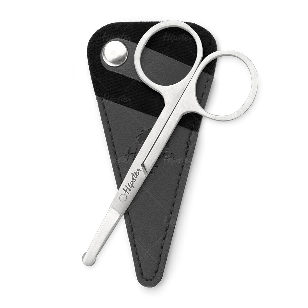 Hipster Nasal Safety Personal Grooming Scissor for Cutting Nose Hair, Beard, Mustache and Eyebrow | Round Tip & Travel Friendly