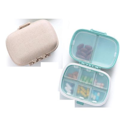 8 Compartments Pill Medicine Organizer Storage Box -Moisture Proof, Made of Food Grade Cereal Fiber, BPA free Wheat Straw Material, Ideal for Travel, Pocket, Purse, Daily Pill Case, Portable Medicine Vitamin Holder Container - 1 Pc Multiple Colours
