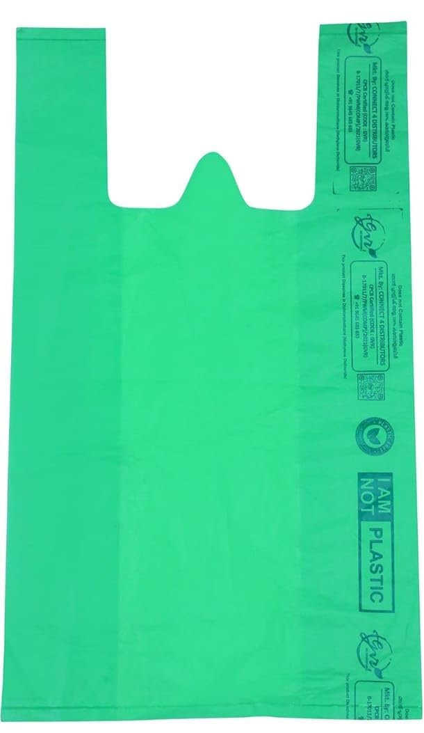 Jagriti Biosol 100% Biodegradable and Compostable Multipurpose Carry Bag, Grocery Bag, Eco-Friendly Bag for Shops & Homes, Pack of 100 Carry Bag (11x14)