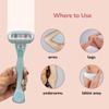 Be Me Reusable Female Body Razor | Long Handle for Easy Reach | 5-Coated Blades | In-Built Soap Bar & Flexible Head| Smooth & Quick Body Hair Removal for Women - Green view 4