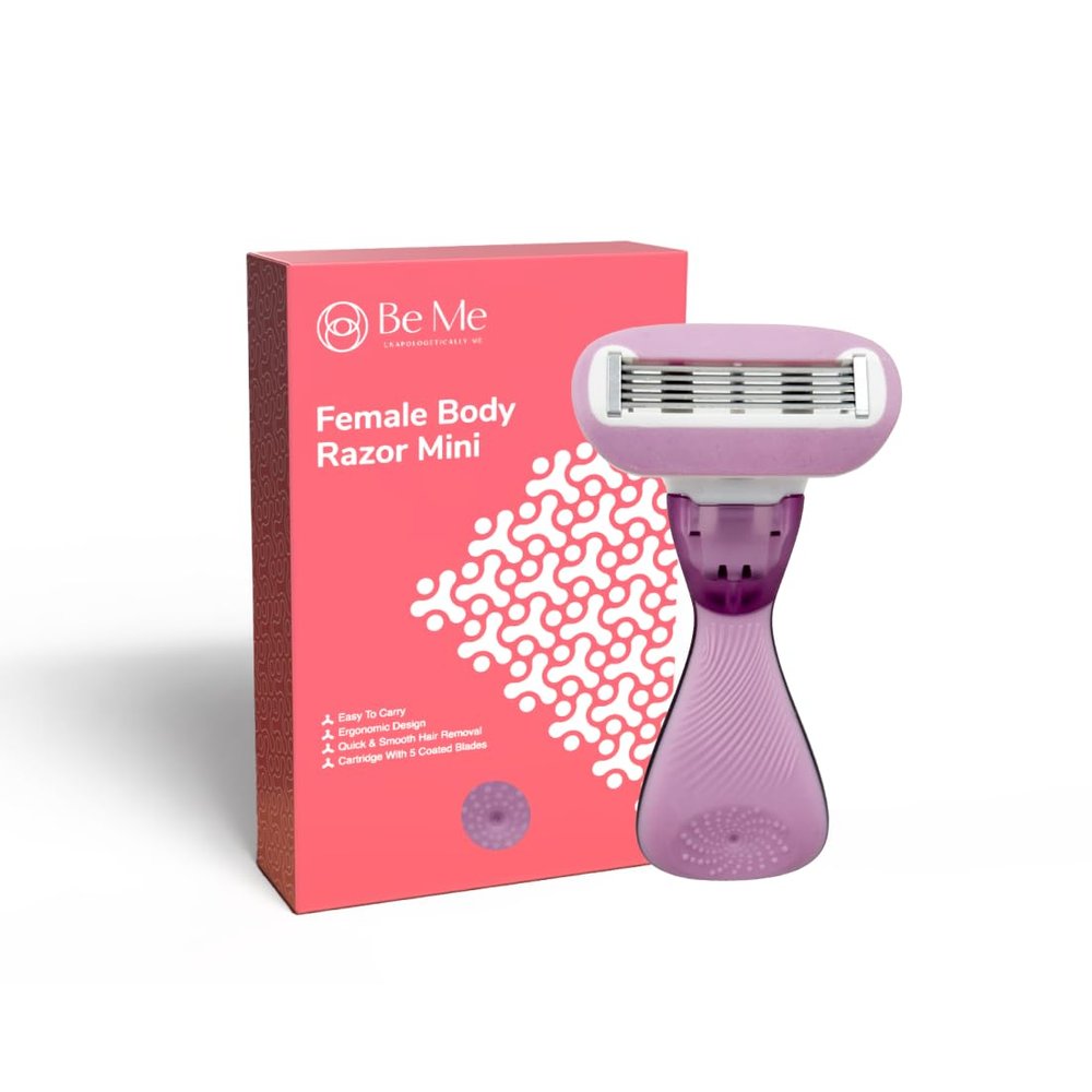 Be Me Reusable Female Mini Body Razor | Compact & Precise Shaving | 5-Coated Blades | Portable & Travel-Friendly | Smooth & Quick Hair Removal for Women - Purple