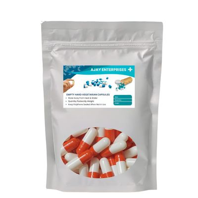 Ajay Enterprises Empty Vegetarian Capsules (PACK OF 1000) (White-Orange, SIZE 0 (500 MG))