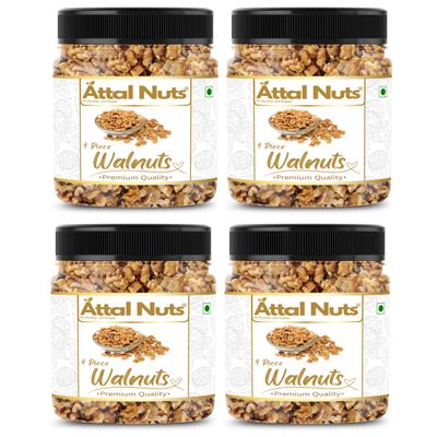 Attal Nuts Walnut Broken Split Into 4pcs Akhrot Broken Naturally Crunchy & Tasty Dry Fruit for Snacking & Cooking (Pack of 4-400gram)